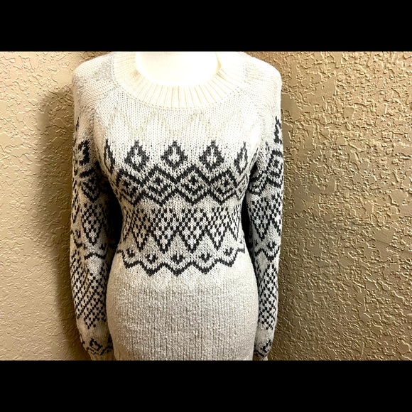 Ava & Viv Sweater White Gray Sweater with Balloon Sleeve SIZE X Item SW03 - Picture 3 of 7